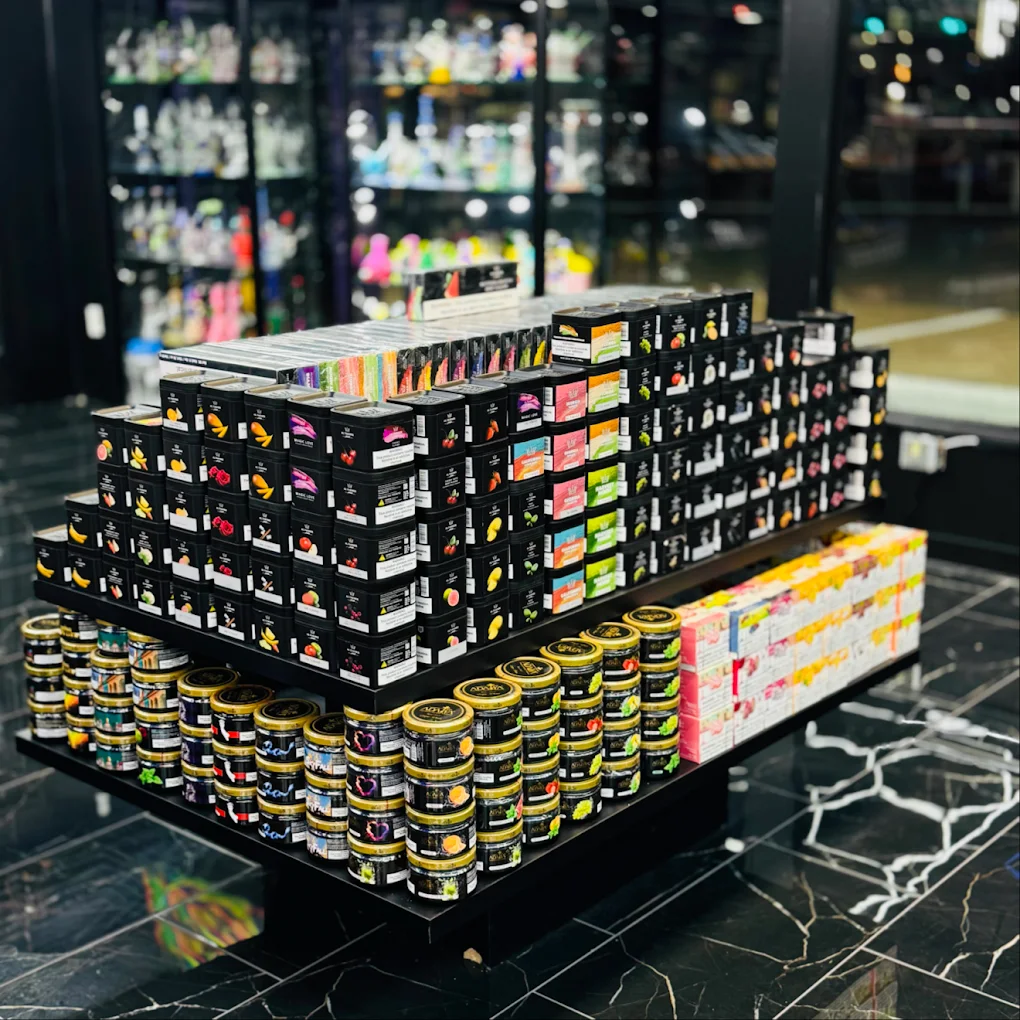 Hookah shisha tobacco tower at EZ Smoke House Hampton VA — every flavor